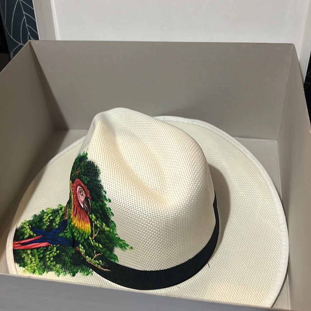 Brand new hand painted Panama hat